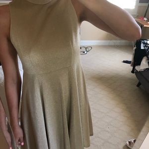 sleeveless gold mini dress
